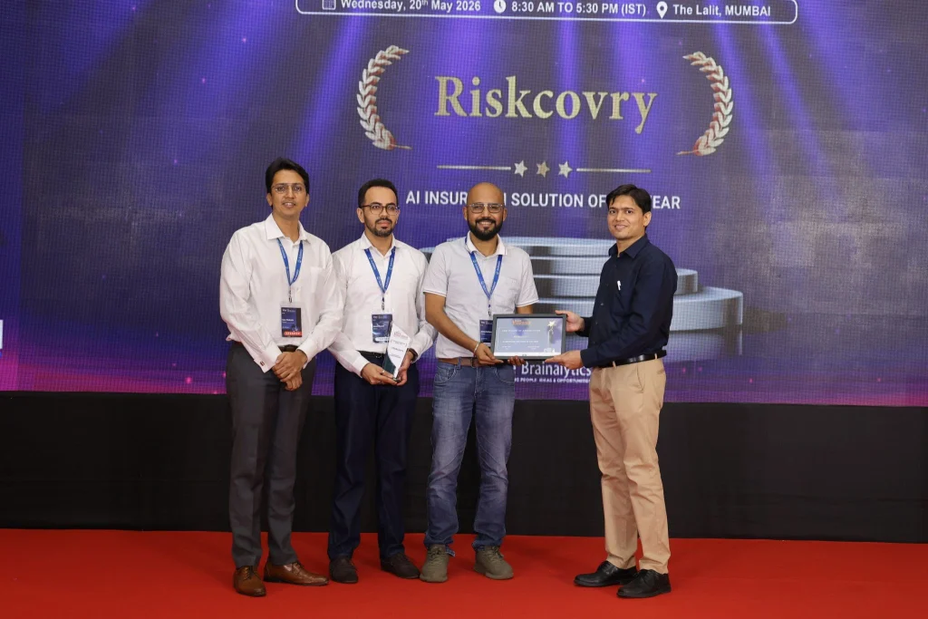 Riskcovry was named AI InsurTech Solution of the Year at the Brainalytics Bharat Insurance Summit & Awards.